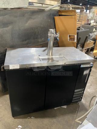 Beverage-Air Commercial Kegerator Beer Dispenser! With Stainless Steel Bar Top! With Single Tower Triple Tap! With 2 Door Refrigerated Storage Underneath! 115V 1 Phase! Model: DD48Y-1-B-079 SN: 10814264!