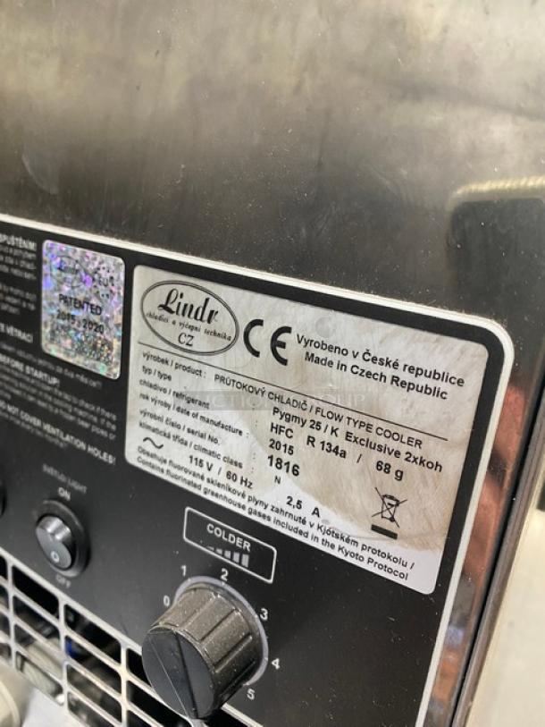 Lindr Commercial Stainless Steel Portable Countertop Beer & Beverage Chiller/Dispenser! With 2 Taps! 115V! Model: Flow Type Cooler SN: 1816! - Image 5 of 8