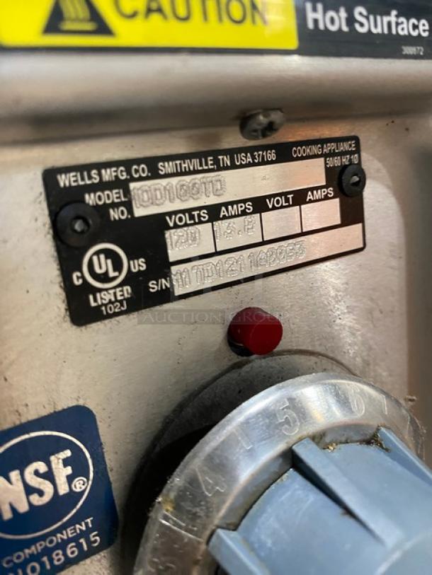 Wells Commercial Stainless Steel Single Pan Drop-In Hot Food Warmer! With Drain! With Thermostatic Control! With Back Splash! Model: MOD100TD SN: M1TD1211A0093! 120V! On Single Shelf Stand With Legs! - Image 5 of 7