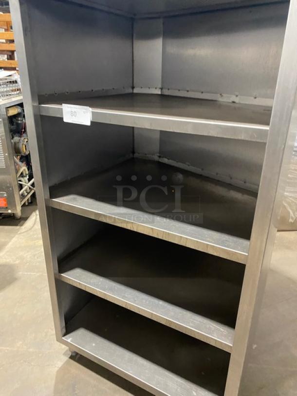 All Stainless Steel Custom Commercial Corner Style 4 Tier Heavy Duty Storage Shelf! On Legs! - Image 4 of 4