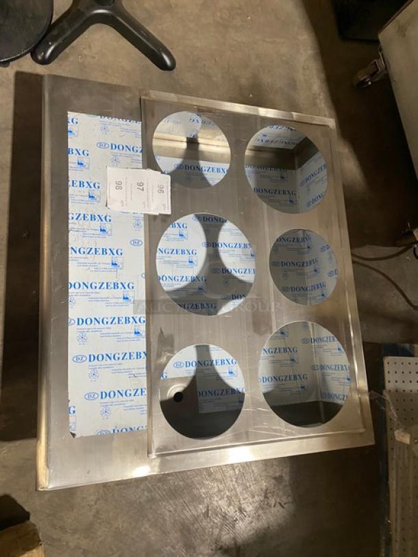 New! Commercial Stainless Steel 6 Hole Steam Table Adapter Plate! With Hot Well & Drain Hole! - Image 2 of 5