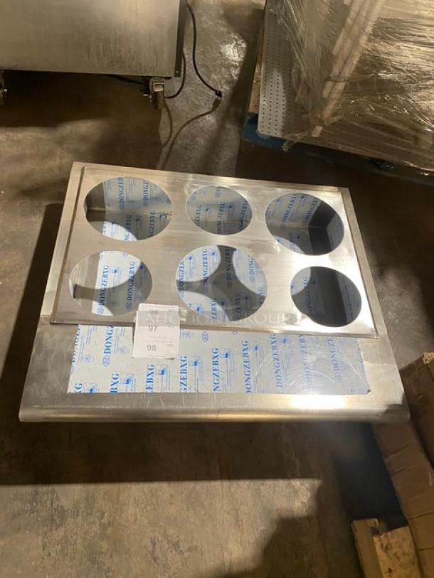 New! Commercial Stainless Steel 6 Hole Steam Table Adapter Plate! With Hot Well & Drain Hole! - Image 5 of 5