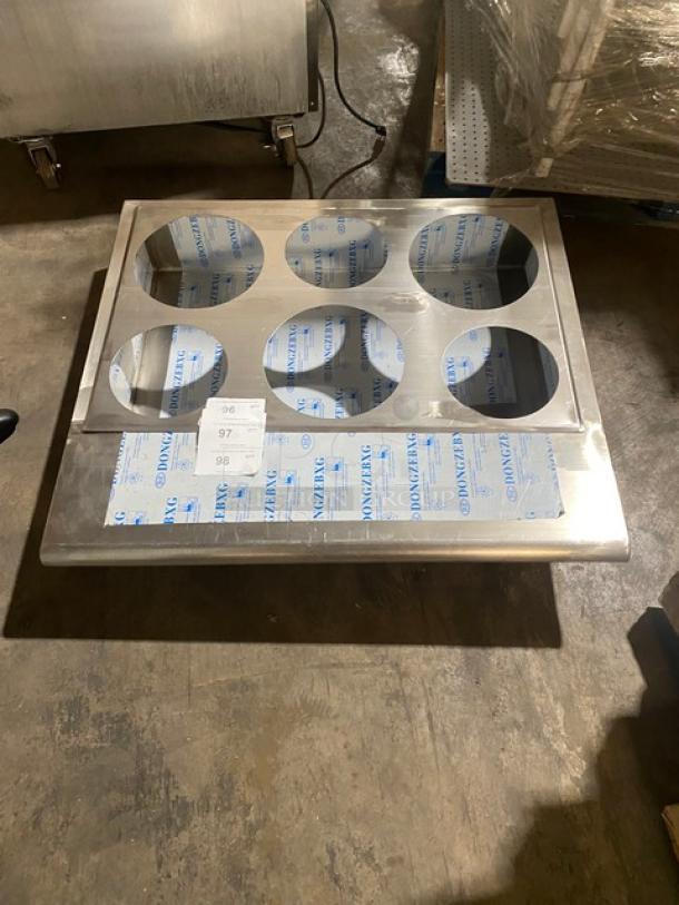 New! Commercial Stainless Steel 6 Hole Steam Table Adapter Plate! With Hot Well & Drain Hole! - Image 1 of 5