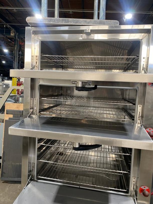 Commercial Stainless Steel Natural Gas Powered 3 Tier Seafood Steamer/Steam Cabinet! With Individual Compartments! With Wire Oven Racks! On Legs! - Image 5 of 9