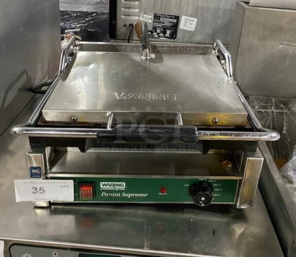 Waring Commercial Electric Powered Stainless Steel Countertop Panini Sandwich Press Grill! 120V! Model: WPG250! - Image 1 of 8