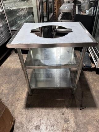 New In The Box! Pantin Commercial Stainless Steel 30x24 Worktable! With Rice Cooker Cut Out! On Double Shelf Stand With Legs!