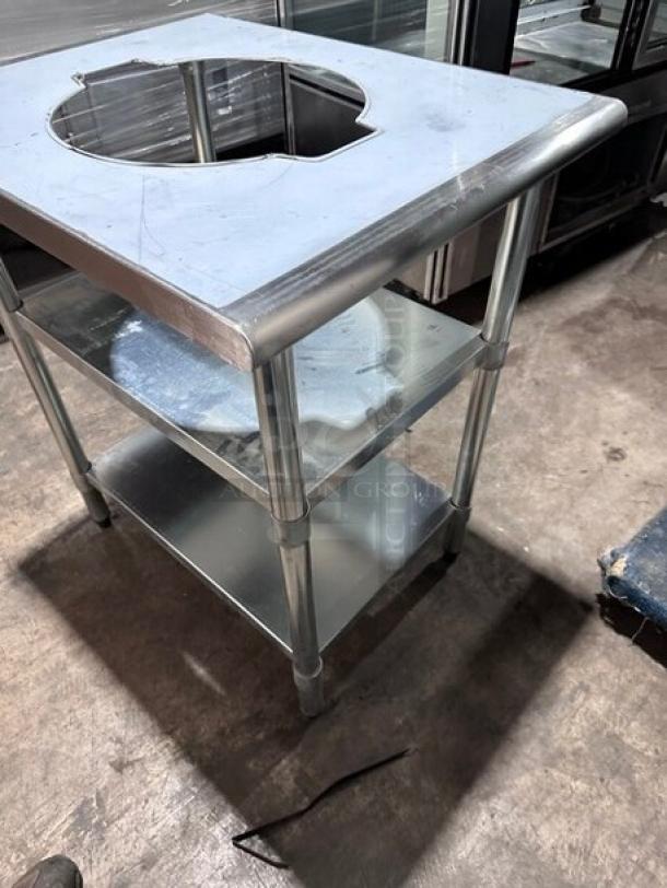 New In The Box! Pantin Commercial Stainless Steel 30x24 Worktable! With Rice Cooker Cut Out! On Double Shelf Stand With Legs! - Image 2 of 8