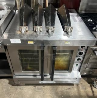Bakers Pride Commercial Stainless Steel Natural Gas Powered Single Stack Convection Oven! With Wire Oven Racks! With Legs! 120V! Model: BCO11G SN: 555031306004!