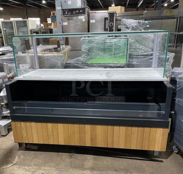 Structural Concepts Starbucks Style Refrigerated Open Grab-N-Go Display Case! With Enclosed Top Glass Merchandiser Showcase! On Legs! 220V 1 Phase! Model: SBZ6652DR! - Image 1 of 8