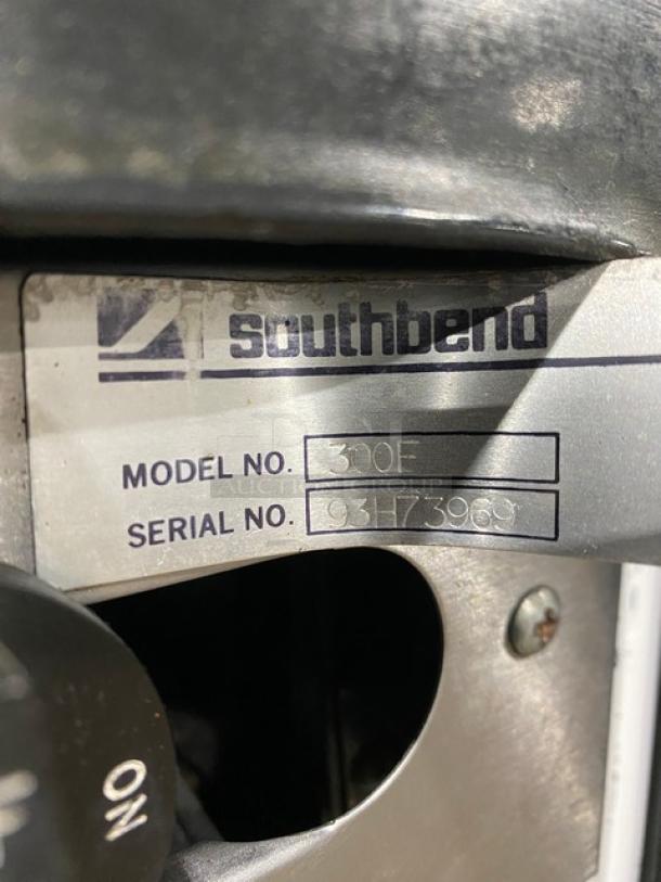 Southbend Commercial Stainless Steel Natural Gas Powered 6 Burner Range! With Full Sized Oven Underneath! With Back Splash! With Wire Oven Racks! Model: 300F SN: 93H73969! On Legs! - Image 11 of 11