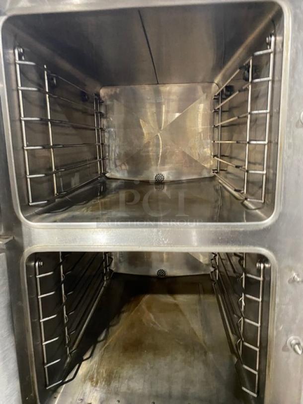 Vulcan Commercial Stainless Steel Electric Powered Dual Compartment Convection Steamer! With Built In Pan Racks! On Legs! 115V 1 Phase!  Model: VSX24E SN: 27-1095042! - Image 6 of 8