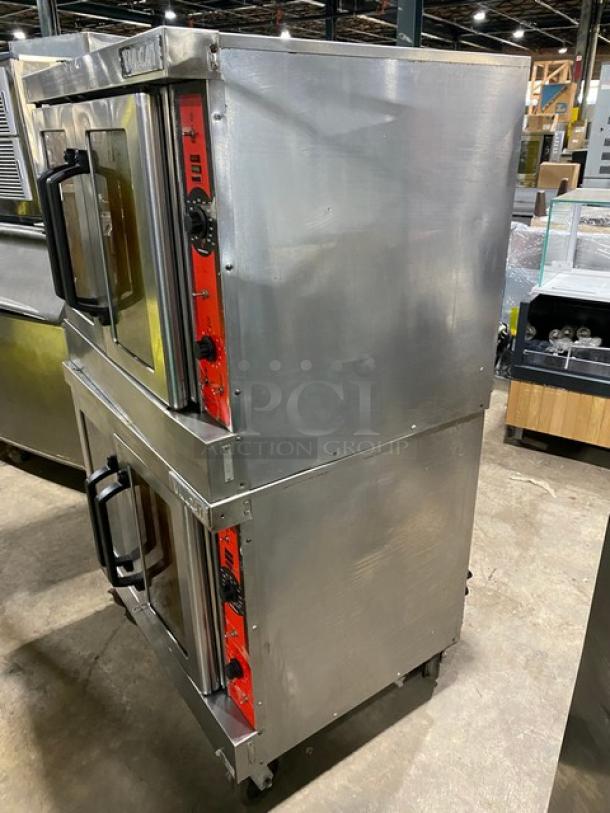 Vulcan Commercial Stainless Steel Natural Gas Powered Double Stack Convection Oven! With Metal Oven Racks! On Casters! Model: VC4GD-11D1 SN: 54-1075987! 2X Your Bid Makes One Unit! - Image 3 of 10