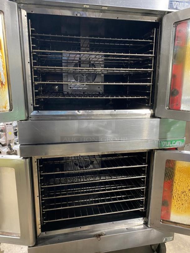 Vulcan Commercial Stainless Steel Natural Gas Powered Double Stack Convection Oven! With Metal Oven Racks! On Casters! Model: VC4GD-11D1 SN: 54-1075987! 2X Your Bid Makes One Unit! - Image 5 of 10