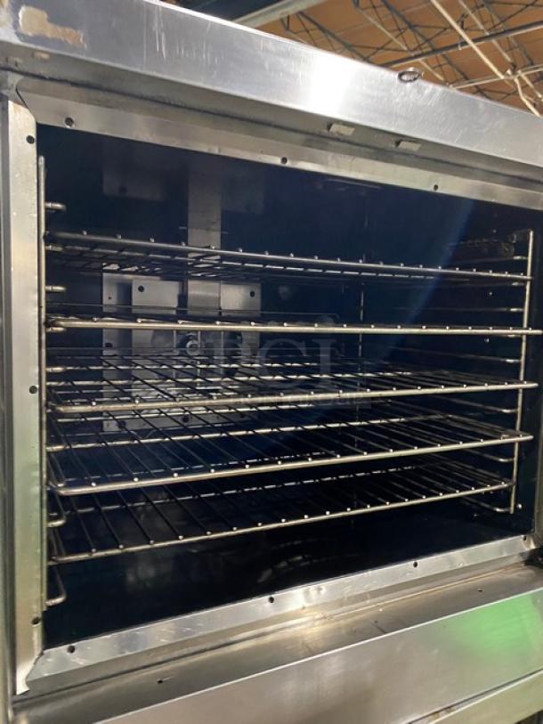 Vulcan Commercial Stainless Steel Natural Gas Powered Double Stack Convection Oven! With Metal Oven Racks! On Casters! Model: VC4GD-11D1 SN: 54-1075987! 2X Your Bid Makes One Unit! - Image 6 of 10