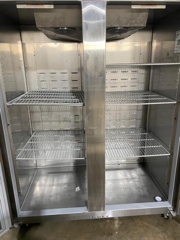 Hoshizaki Commercial Double Door Reach In Refrigerator! All Stainless Steel! With Poly Coated Racks! On Casters! 115V 1 Phase! Model: CR2S-FS SN: H58757J! - Image 4 of 7