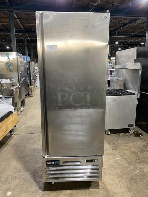 Asber Commercial Stainless Steel Solid Single Door Reach In Freezer! With Poly Coated Racks! On Casters! 115V 1 Phase! Model: ARF 17 F HC SN: 8102386351! - Image 1 of 9