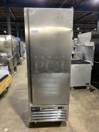 Asber Commercial Stainless Steel Solid Single Door Reach In Freezer! With Poly Coated Racks! On Casters! 115V 1 Phase! Model: ARF 17 F HC SN: 8102386351!