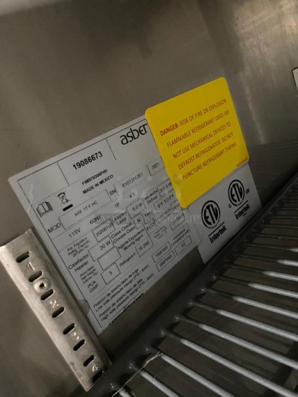 Asber Commercial Stainless Steel Solid Single Door Reach In Freezer! With Poly Coated Racks! On Casters! 115V 1 Phase! Model: ARF 17 F HC SN: 8102386351! - Image 7 of 9