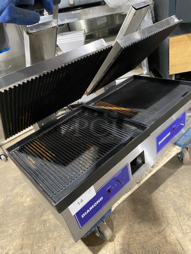 Diamond Commercial Eletric Powered Countertop Double Panini Sandwich Press Grill! All Stainless Steel! 220V! Model: SDEJRC SN: 42925! - Image 5 of 9