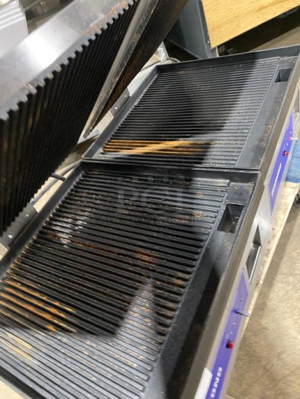 Diamond Commercial Eletric Powered Countertop Double Panini Sandwich Press Grill! All Stainless Steel! 220V! Model: SDEJRC SN: 42925! - Image 6 of 9