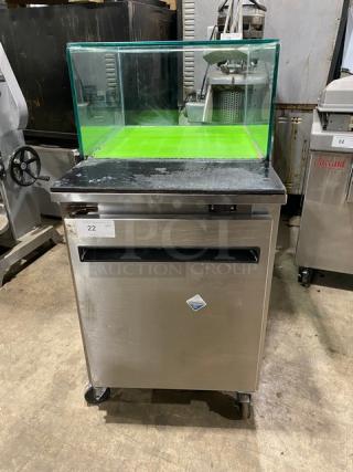 CoolTech Custom Single Door Refrigerated Lowboy/Worktop Cooler! All Stainless Steel! With Enclosed Top Glass Showcase! On Casters! 120V! Model: Custom-24BM SN: 116597!