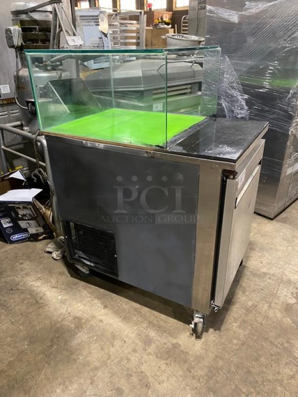 CoolTech Custom Single Door Refrigerated Lowboy/Worktop Cooler! All Stainless Steel! With Enclosed Top Glass Showcase! On Casters! 120V! Model: Custom-24BM SN: 116597! - Image 3 of 9