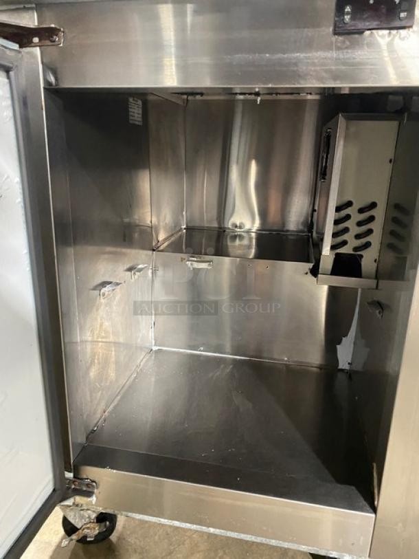 CoolTech Custom Single Door Refrigerated Lowboy/Worktop Cooler! All Stainless Steel! With Enclosed Top Glass Showcase! On Casters! 120V! Model: Custom-24BM SN: 116597! - Image 6 of 9