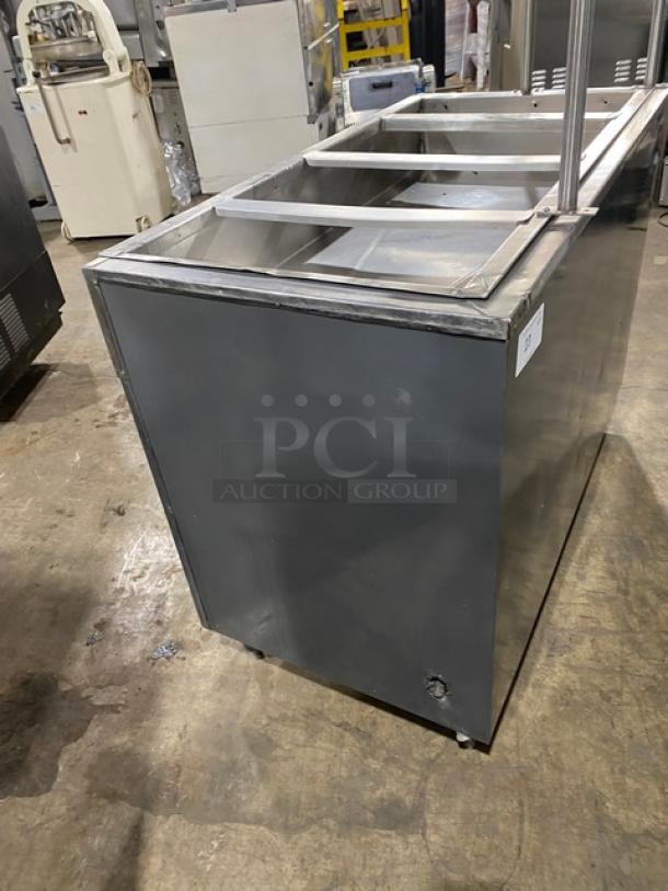 Custom Commercial Stainless Steel Natural Gas Powered 4 Well Steam Table! With Double Shelf Overhead! With Enclosed Double Shelf Base! With 2 Mushroom Burners & Valves! On Legs! - Image 2 of 8