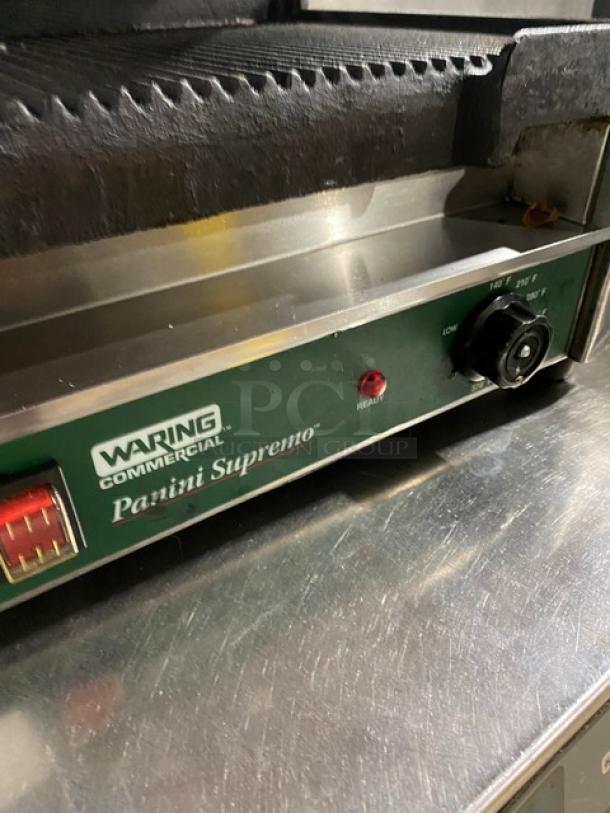 Waring Commercial Electric Powered Stainless Steel Countertop Panini Sandwich Press Grill! 120V! Model: WPG250! - Image 7 of 8