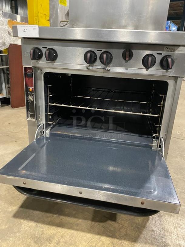 SouthBend Platinum Series Commercial Stainless Steel Natural Gas Powered Heavy Duty 6 Burner Range! With Full Size Oven Underneath! With Back Splash! With Metal Oven Rack! Model: P32D-BBB SN: 05M09248! 120V 1 Phase!  On Casters! - Image 7 of 12