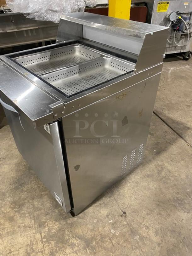 Ikon Commercial Single Door Refrigerated Mega Top Salad/Sandwich Prep Table! All Stainless Steel! With Poly Coated Rack! 115V 1 Phase! Model: KSP29M SN: KSP29M 9072562! - Image 3 of 9