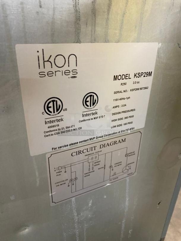 Ikon Commercial Single Door Refrigerated Mega Top Salad/Sandwich Prep Table! All Stainless Steel! With Poly Coated Rack! 115V 1 Phase! Model: KSP29M SN: KSP29M 9072562! - Image 5 of 9