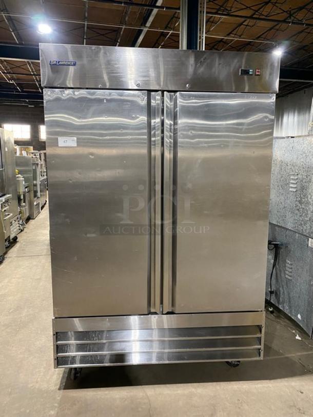Sir Lawrence Commercial 2 Door Reach In Freezer! All Stainless Steel! With Poly Coated Racks! On Casters! 115V! Model: SLFRZ2D SN: 6827171422030216! - Image 1 of 9
