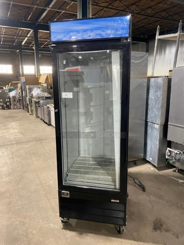 Kelvinator Commercial Single Glass Door Reach In Refrigerator Merchandiser! With Poly Coated Racks! On Casters! 115V! Model: KCGM24RB SN: 1B41701398! - Image 1 of 8