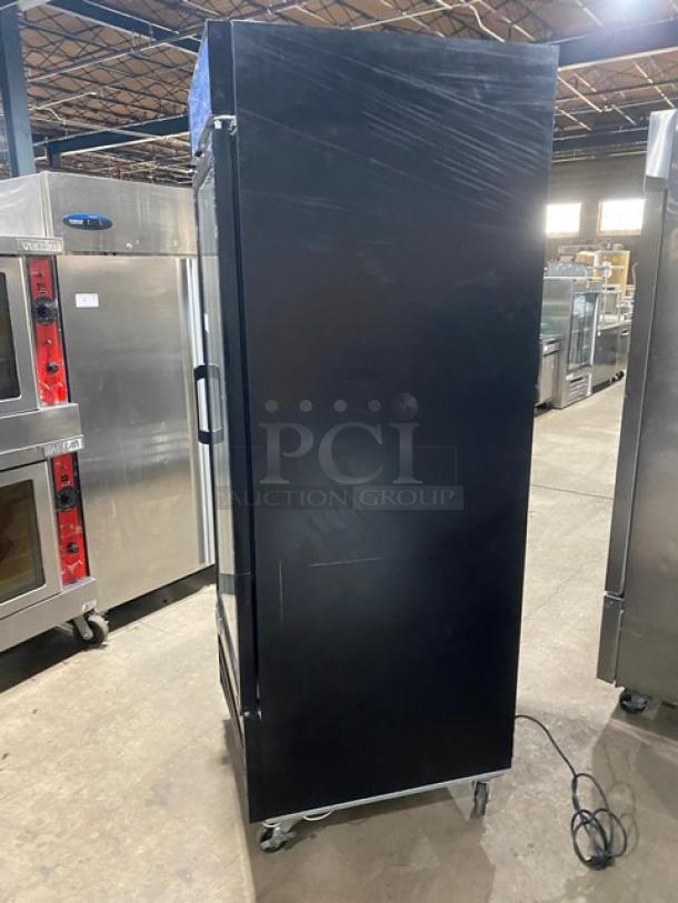 Kelvinator Commercial Single Glass Door Reach In Refrigerator Merchandiser! With Poly Coated Racks! On Casters! 115V! Model: KCGM24RB SN: 1B41701398! - Image 2 of 8