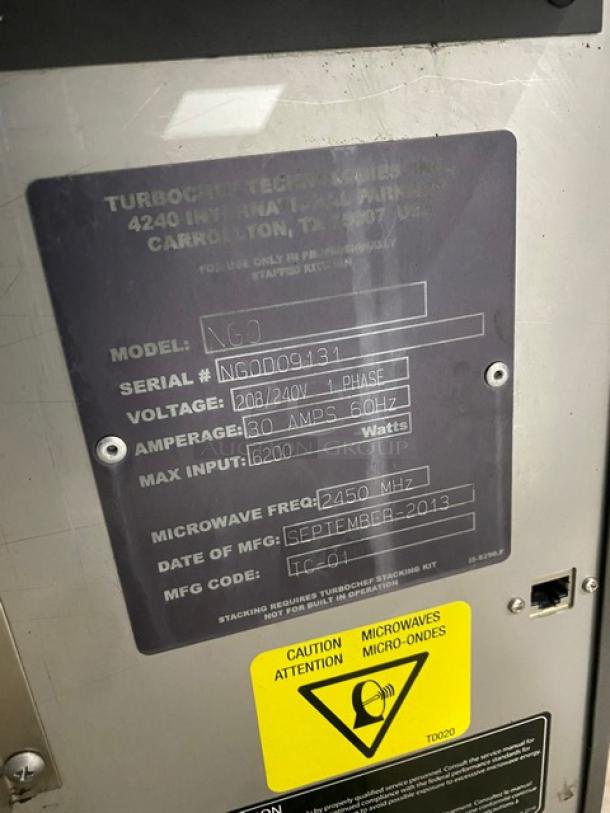 2013 Turbo Chef Commercial Electric Powered Countertop Rapid Cook Oven! On Legs! 208/240V 1 Phase! Model: NGO SN: NGOD09131! - Image 5 of 8