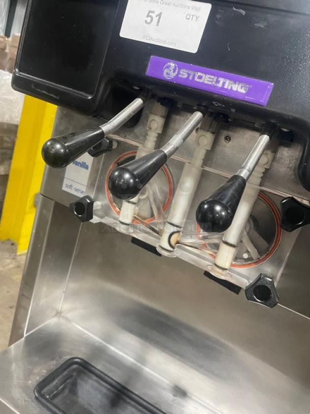 Sweet! Late Model! Stoelting Commercial Floor Style Dual Soft Serve Ice Cream/Frozen Yogurt Machine! All Stainless Steel! With 2 Hoppers & 3 Flavor Dispensers! On Casters! 208/240V 1Phase! Model: F231-38I2-2XGC SN: 6220908N! Working When Removed! - Image 5 of 10