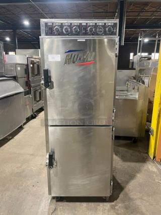 SWEET! Nu-Vu Commercial Electric Powered Full Height Slo'Cook-N-Hold Oven! All Stainless Steel! With Chrome Oven Racks! With Removable Safe-Drip Tray! On Casters! 208V 1Phase! Model: SC-14 SN: 706150010916! Working When Removed!