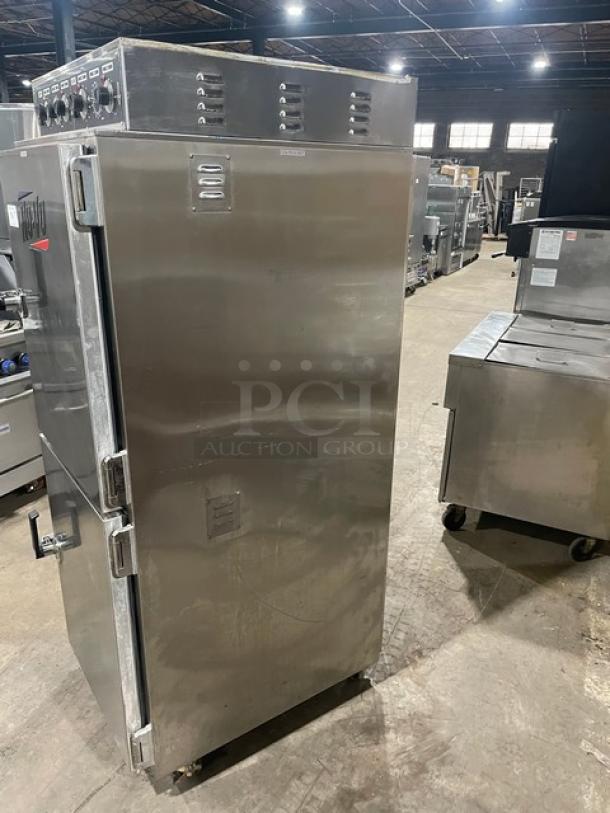 SWEET! Nu-Vu Commercial Electric Powered Full Height Slo'Cook-N-Hold Oven! All Stainless Steel! With Chrome Oven Racks! With Removable Safe-Drip Tray! On Casters! 208V 1Phase! Model: SC-14 SN: 706150010916! Working When Removed! - Image 4 of 9