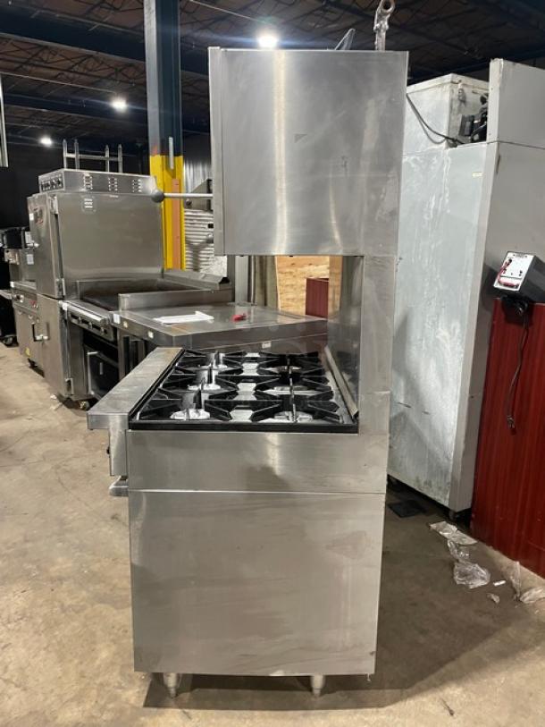 WOW! U.S. Range Sunfire Series Commercial Stainless Steel Natural Gas Powered 6 Burner Range! With Full Size Oven Underneath! With Back Splash! With Metal Oven Rack! With U.S. Range Natural Gas Powered Salamander Broiler/Cheese Melter Overhead! Model: SX-6-26 SN: 0309SX0243! On Legs! - Image 3 of 12
