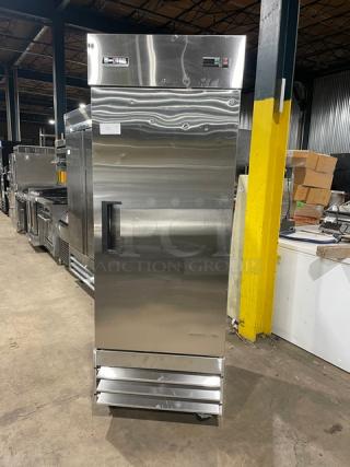 U-Star Commercial Single Door Reach In Freezer! All Stainless Steel! With Poly Coated Racks! On Casters! 115V! Model: USFZ-1D SN: 6396170218110112!