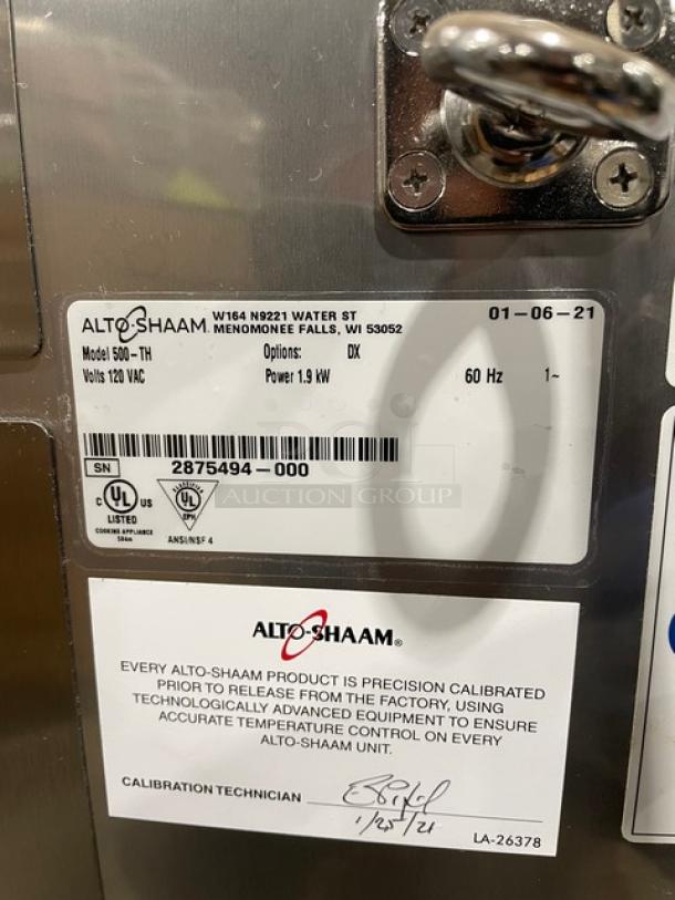New! Scratch-N-Dent! 2021! Alto-Shaam Halo Heat Series Commercial Stainless Steel Electric Powered Smoker/Roaster/Cook-N-Hold Oven! With Deluxe Controls! On Casters! 120V 1 Phase! Model: 500-TH DX SN: 2875494-000! - Image 8 of 11