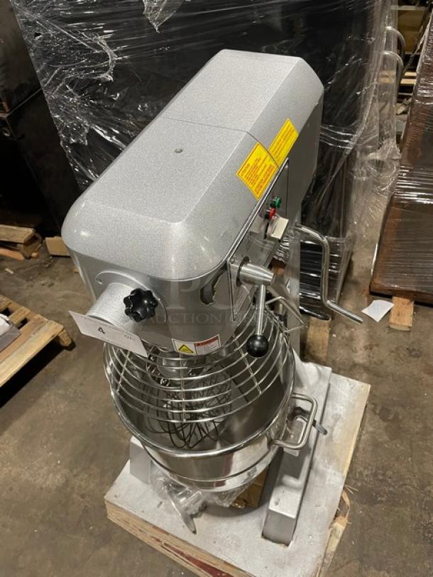 New! Scratch-N-Dent! 2024! Prepline Commercial Floor Style 40 Quart Gear Driven Heavy-Duty Planetary Mixer! With Bowl Guard & Stainless Steel Mixing Bowl! With Wire Whip, Dough Hook & Flat Beater Attachments!  110V 1 Phase! Model: PHLM-40B-T SN: 24030141003! - Image 12 of 12