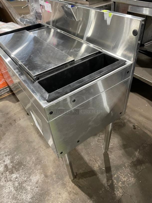 Brand New! Scratch-N-Dent! 2023! GlasTender Commercial Stainless Steel Underbar Ice Bin! With 10-Circuit Cold Plate! With Back Splash! With Drain! Model: IBA-36-CP10! On Legs! - Image 2 of 9