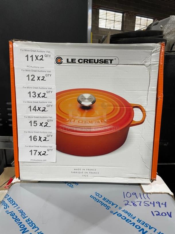 New In The Box! Le Creuset Commercial Enameled Cast Iron Signature Oval Dutch Oven! With Lid! Model: 22255! 2X Your Bid! - Image 1 of 11
