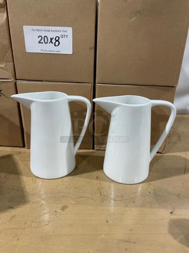 New In The Box! Figgjo Norway Commercial Vintage Porcelain White Pitchers! 8X Your Bid! - Image 1 of 9
