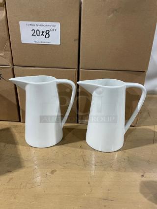 New In The Box! Figgjo Norway Commercial Vintage Porcelain White Pitchers! 8X Your Bid!