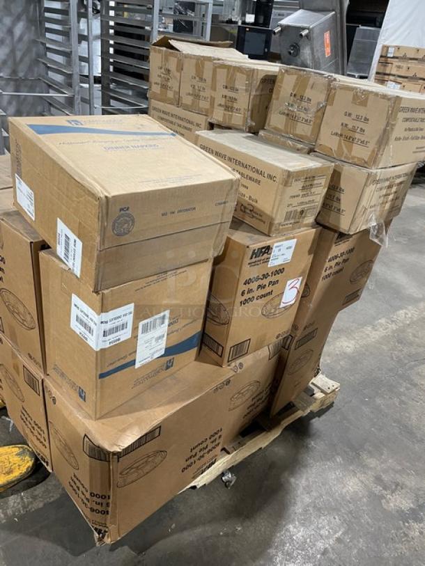 All New In The Box! Mixed Pallet! HFA Commercial Aluminum 6 Inch Pie Pans! With Green Wave International Heavy Weight, 100% Compostable CPLA Cutlery Knifes! With Hoffmaster 2 Ply 15"x17" Dinner Napkins! 75X Your Bid! - Image 4 of 14