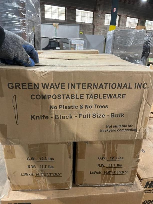 All New In The Box! Mixed Pallet! HFA Commercial Aluminum 6 Inch Pie Pans! With Green Wave International Heavy Weight, 100% Compostable CPLA Cutlery Knifes! With Hoffmaster 2 Ply 15"x17" Dinner Napkins! 75X Your Bid! - Image 11 of 14