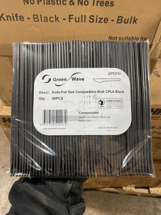 All New In The Box! Mixed Pallet! HFA Commercial Aluminum 6 Inch Pie Pans! With Green Wave International Heavy Weight, 100% Compostable CPLA Cutlery Knifes! With Hoffmaster 2 Ply 15"x17" Dinner Napkins! 75X Your Bid! - Image 12 of 14